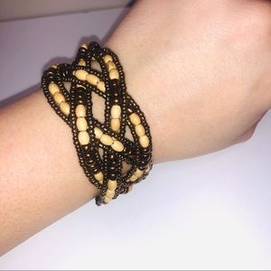Brown tan bracelet beaded women